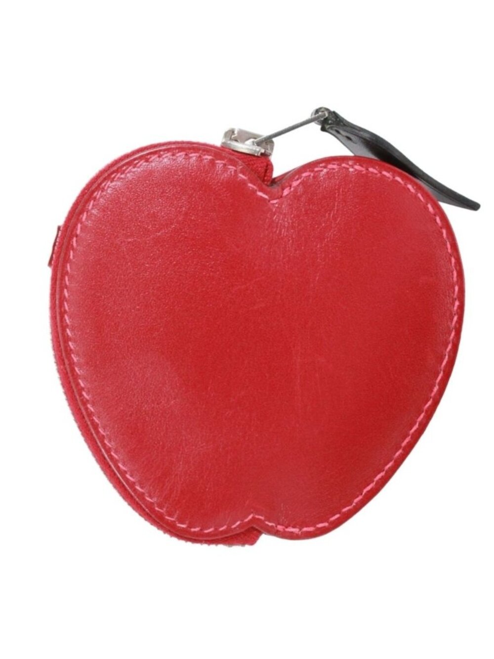 Hermes Tutti Frutti Coin Purse Box Calf Red Wallet Silver